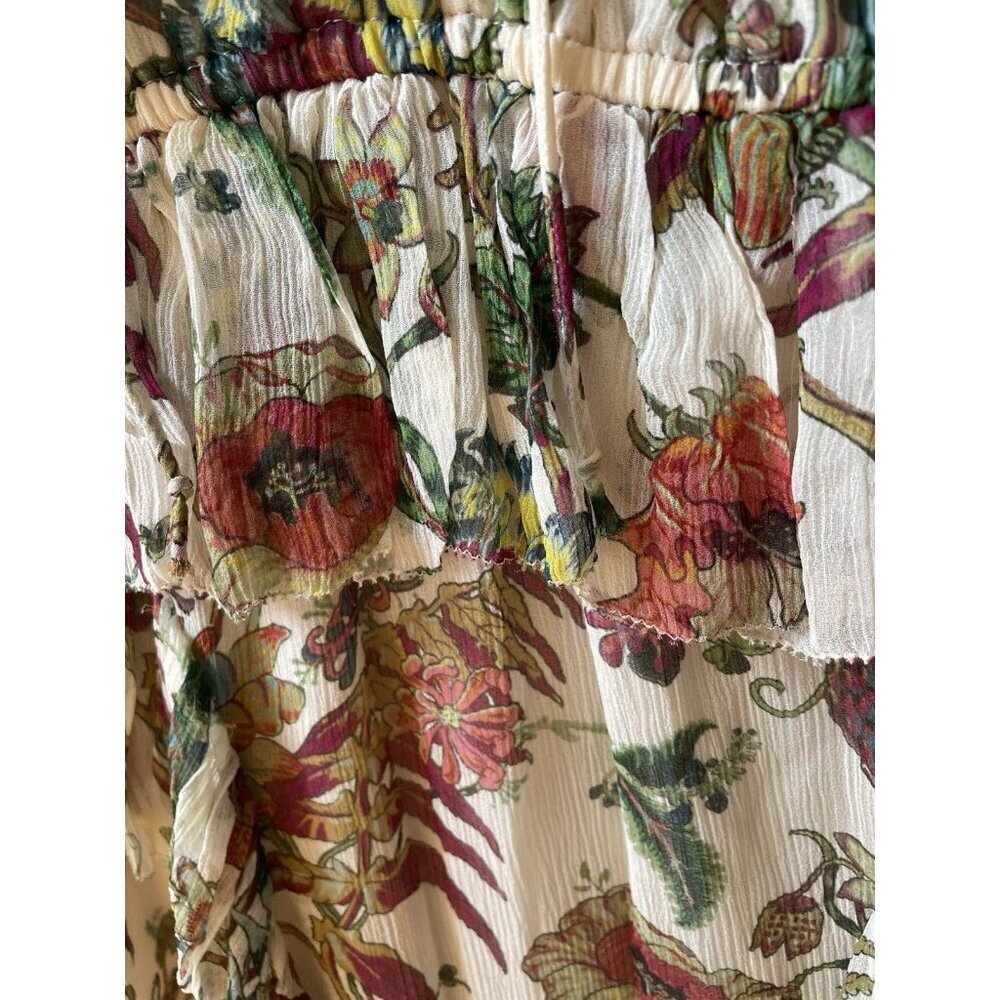 NWT Silk Ulla Johnson Adrienne Midi Dress w/ Ruffles Ecru Floral Size 6 - Picture 12 of 15